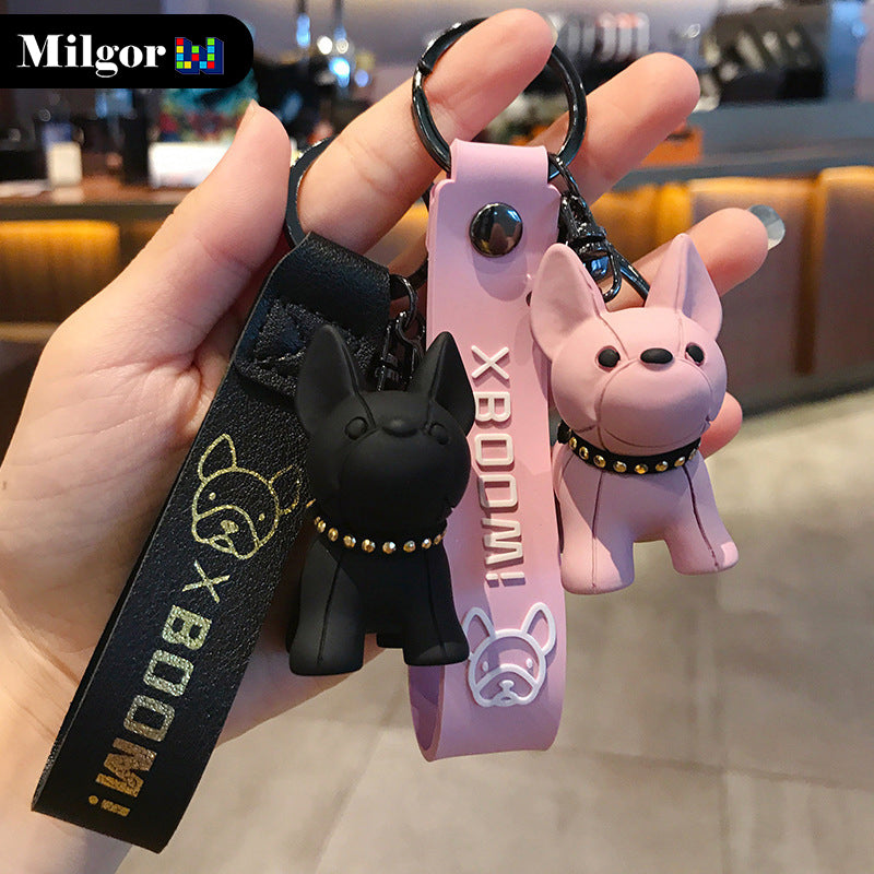 Cute Bulldog Keychains Decoration for Car Key Shchoolbag