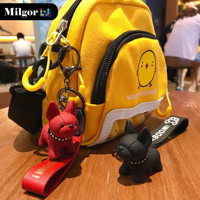 Cute Bulldog Keychains Decoration for Car Key Shchoolbag