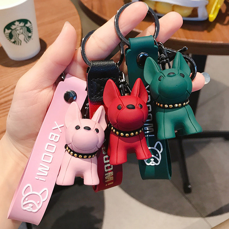 Cute Bulldog Keychains Decoration for Car Key Shchoolbag