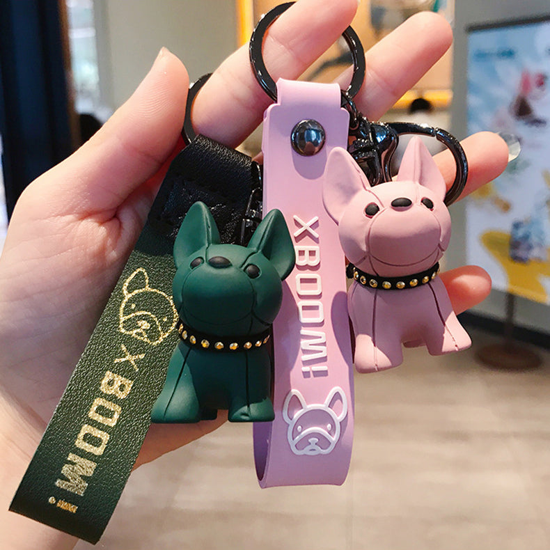 Cute Bulldog Keychains Decoration for Car Key Shchoolbag