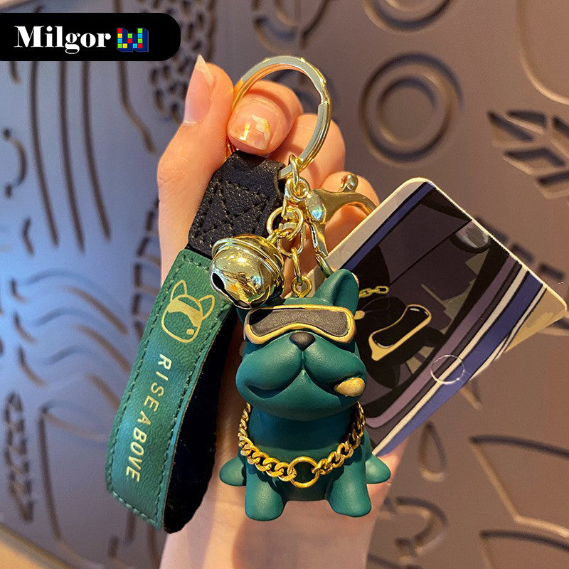 keyrings green bulldog toy