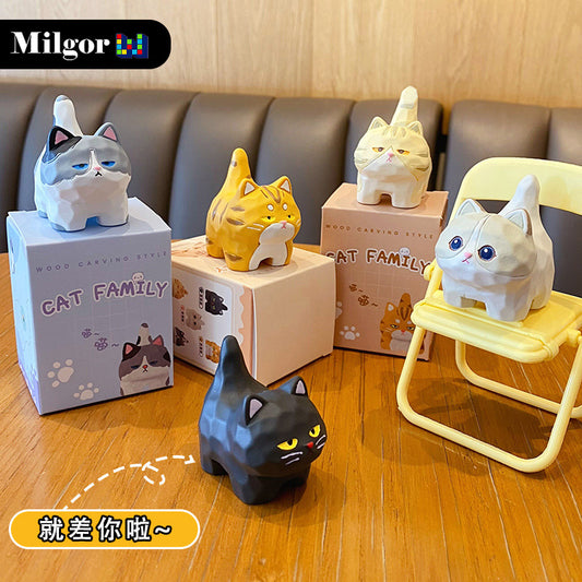 Cute Cat Family Blind Boxes for Desk Decoration