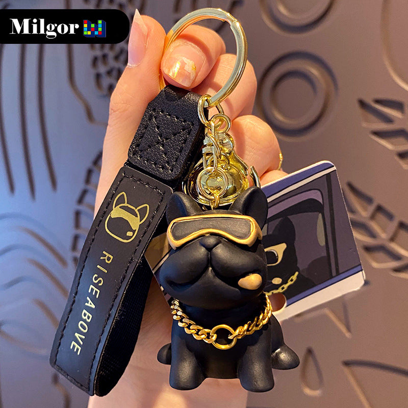 Cute Bulldog Keyrings for Car Key Handbag Schoolbag