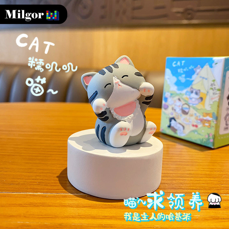 blind box toy gray cat