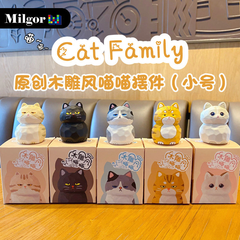 blind boxes cute cat family series toy