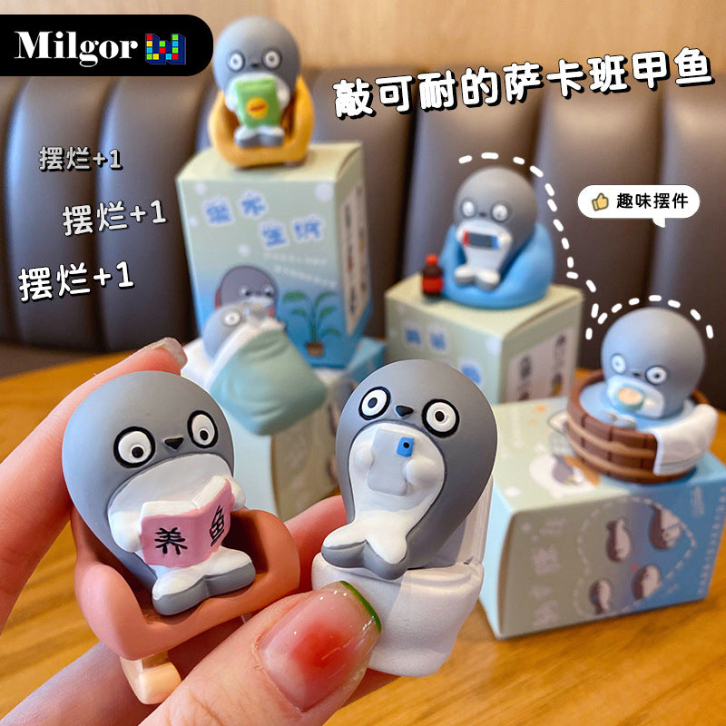 blind boxes dolphin toy office desk decoration