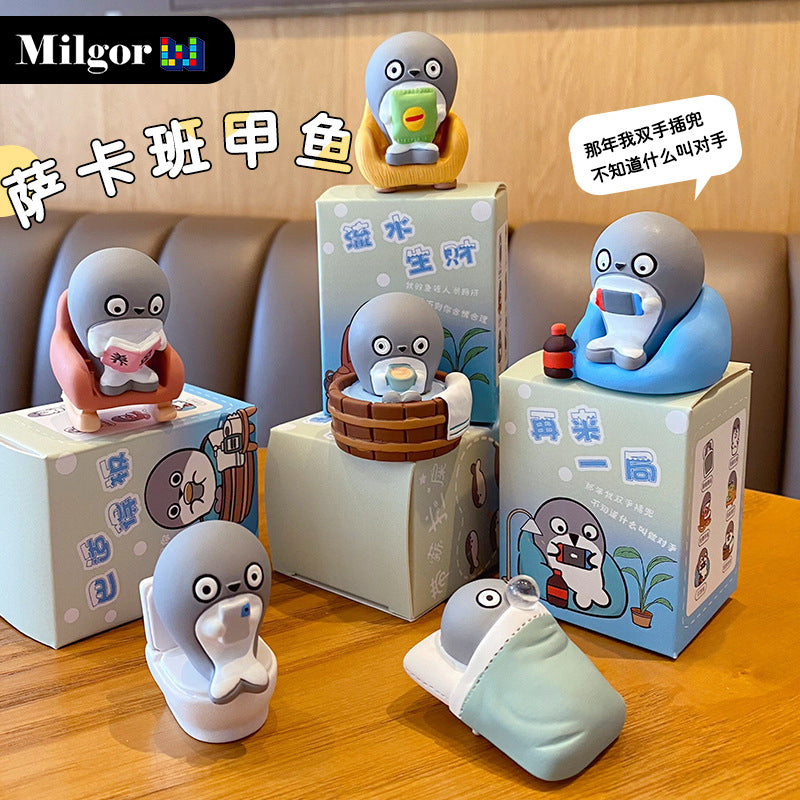 blind boxes set dolphin office toy decoration