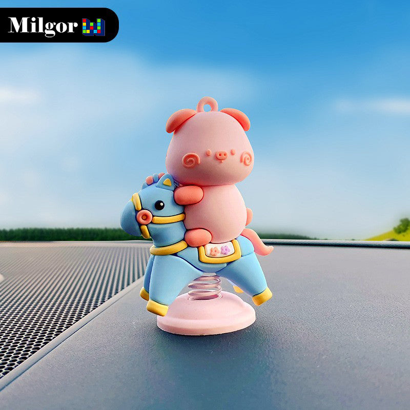 car dashboard toys cute pig ornament