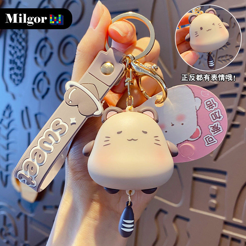 keychains cute gray cartoon cat