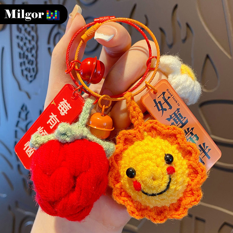 keychains cute knitting fruit