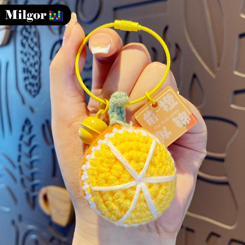 keychains cute knitting orange