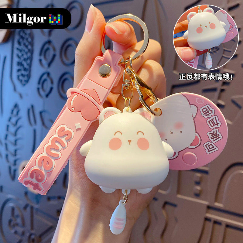 keychains cute white cartoon cat