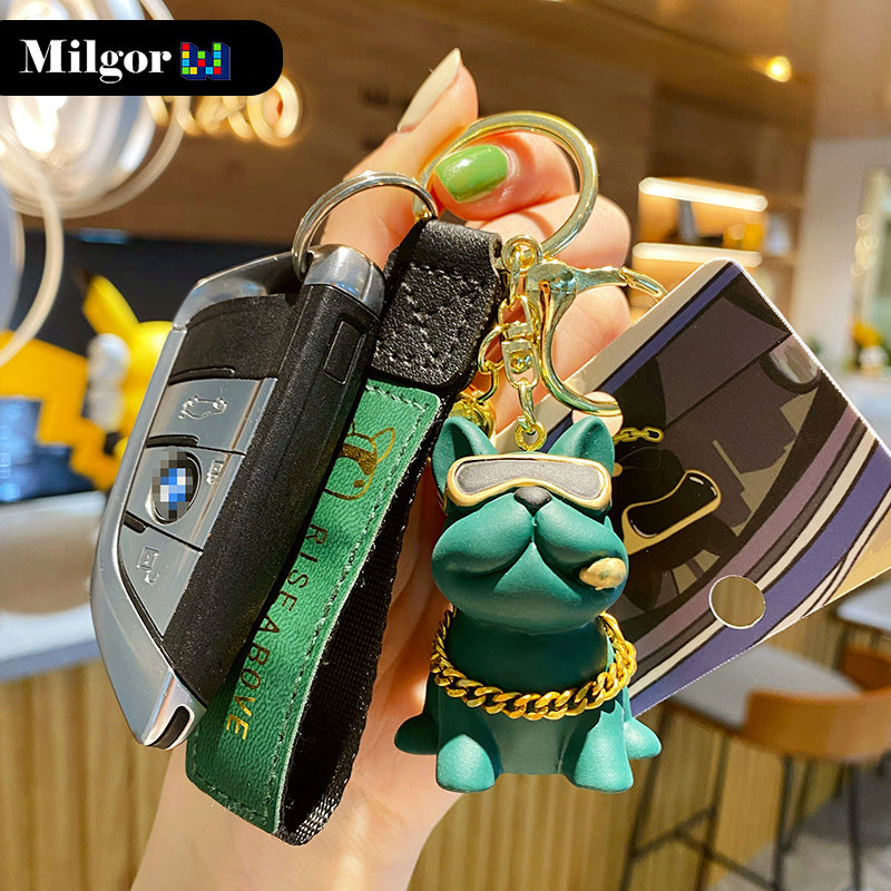 keychains green bulldog toy