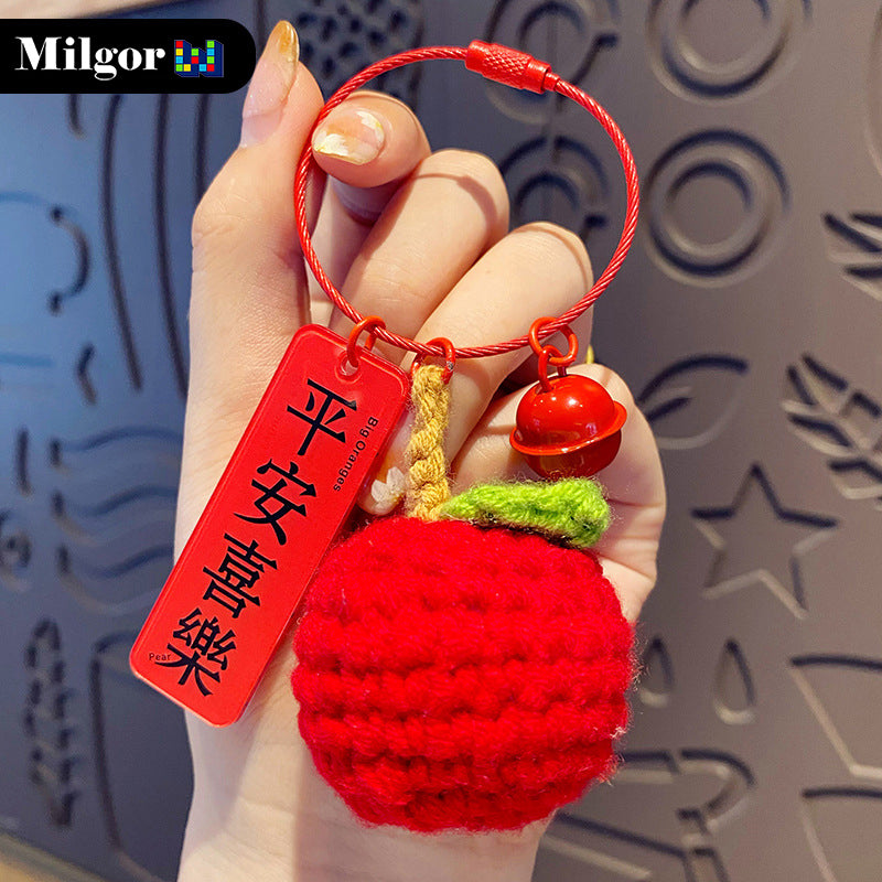 keychains mini apple knitting