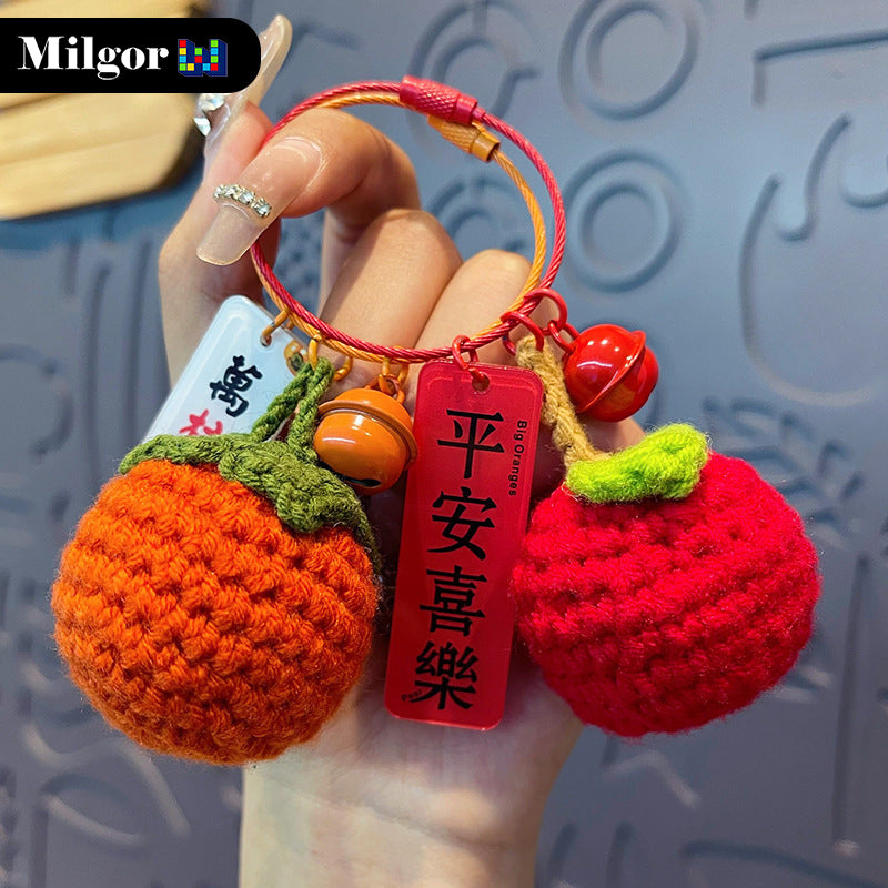 keychains mini knitting fruit