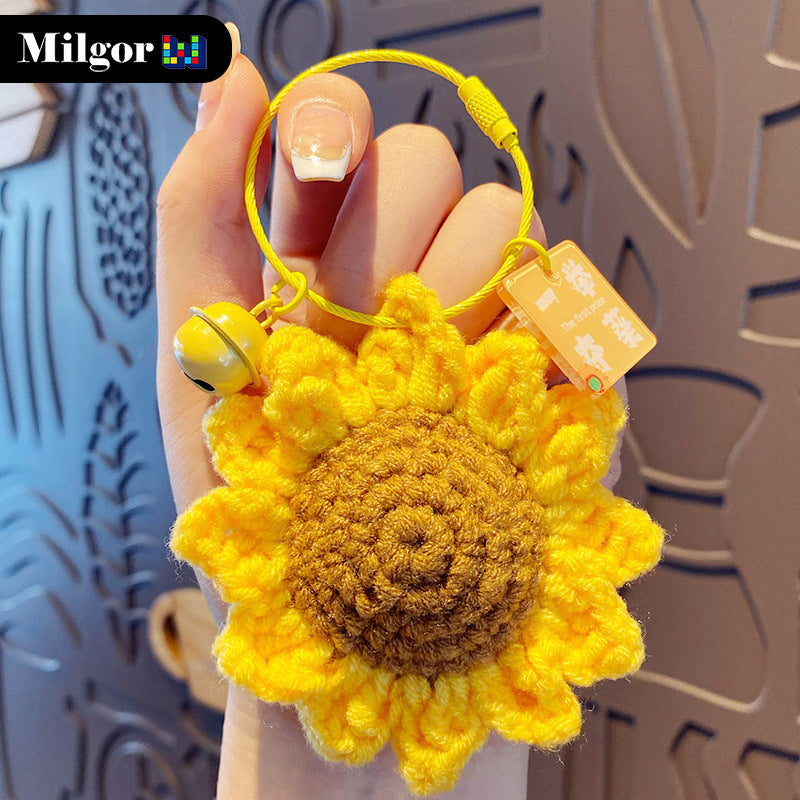 keychains mini sunflower knitting