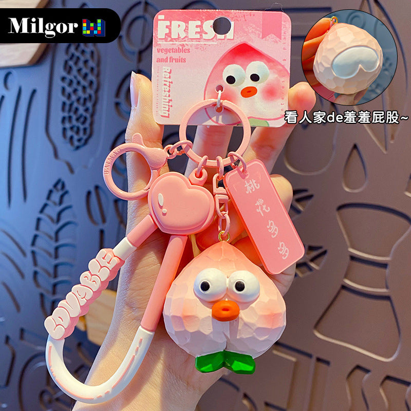 keyrings cute peach toy