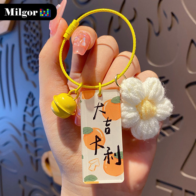 keyrings knitting flower